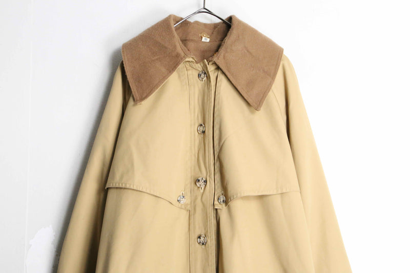 beige color hooded long coat