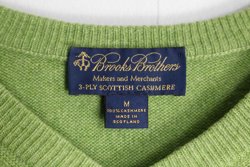 "Brooks Brothers"light green color cashmere V-neck knit