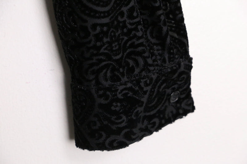 total damask pattern velour sheer shirt