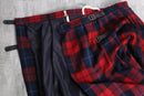 red navy tartan check wool kilt wrap skirt