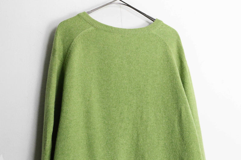 "Brooks Brothers"light green color cashmere V-neck knit