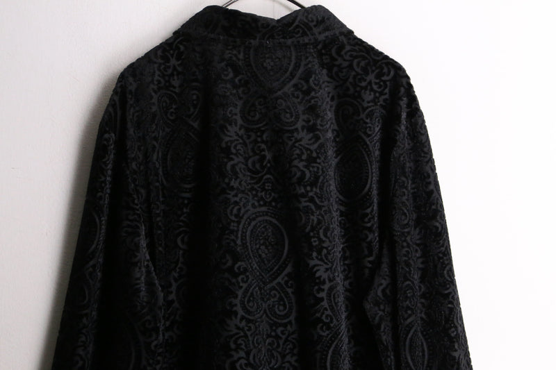 total damask pattern velour sheer shirt