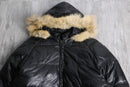 “Houston” detachable fur hood leather down jacket