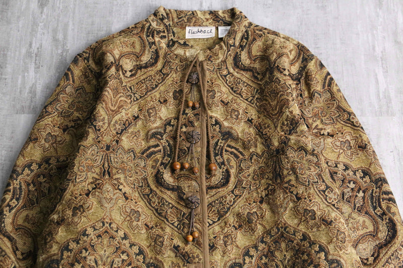 collarless gobelin jacket