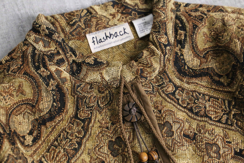 collarless gobelin jacket