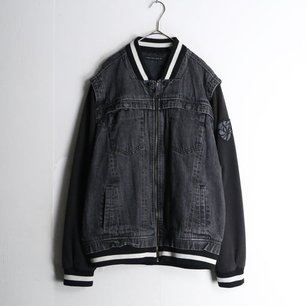 "Sean John" black denim switch pattern blouson