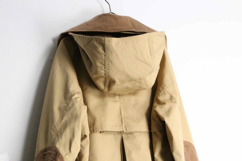 beige color hooded long coat