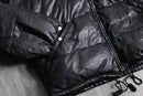 “Houston” detachable fur hood leather down jacket