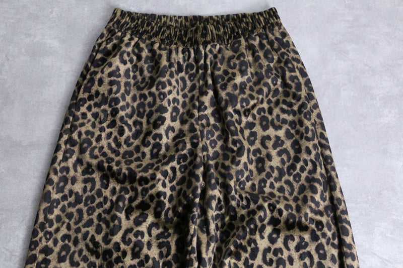 leopard  pattern velours easy pants