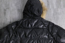 “Houston” detachable fur hood leather down jacket