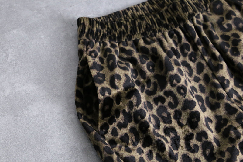 leopard  pattern velours easy pants