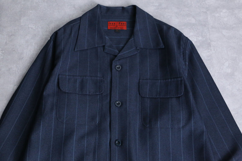 navy color loose stripe shirt set up