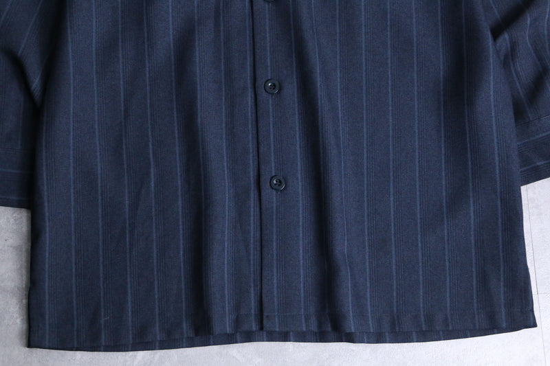 navy color loose stripe shirt set up