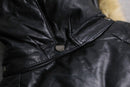 “Houston” detachable fur hood leather down jacket