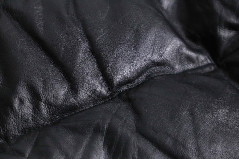 “Houston” detachable fur hood leather down jacket