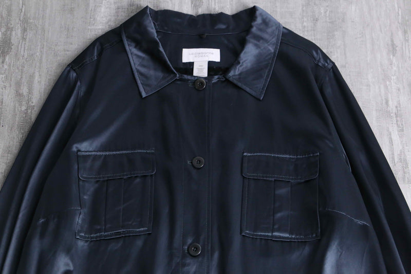 “Liz claiborne” shiny navy shirt jacket