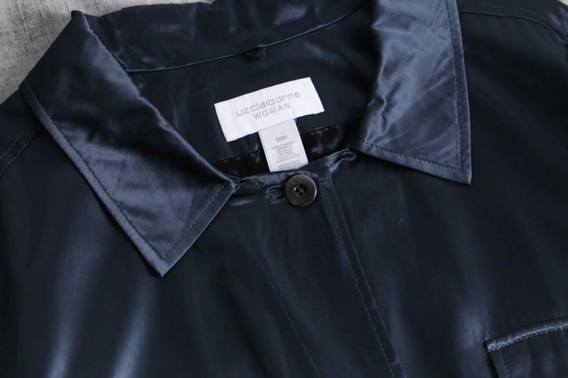 “Liz claiborne” shiny navy shirt jacket
