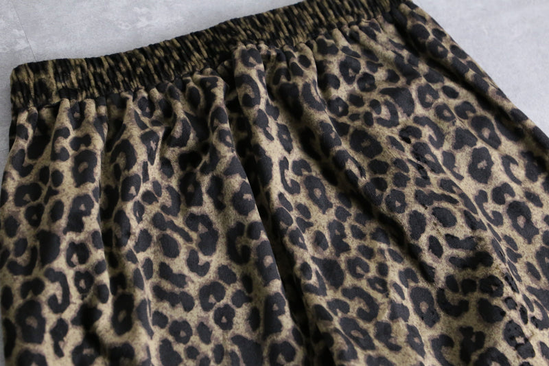 leopard  pattern velours easy pants