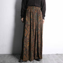 brown paisley pleats wide easy pants