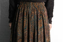 brown paisley pleats wide easy pants