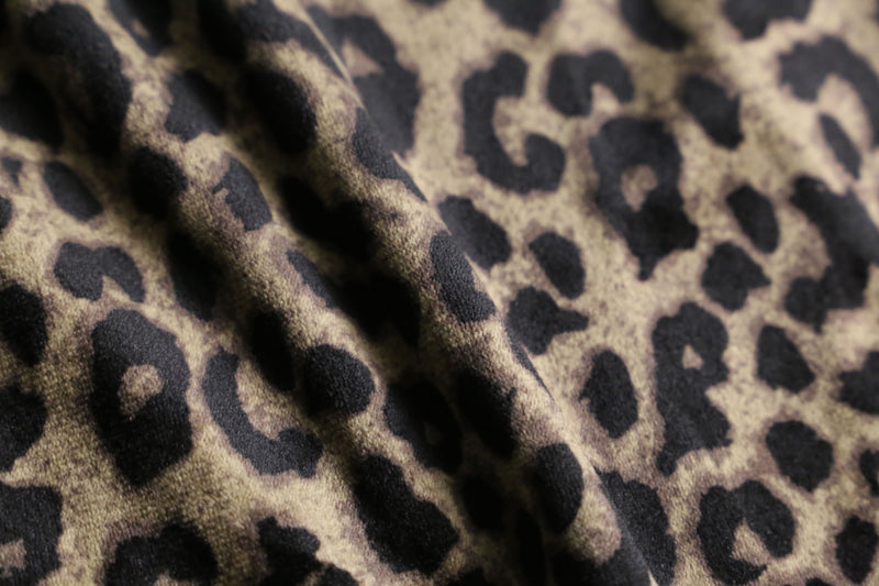 leopard  pattern velours easy pants