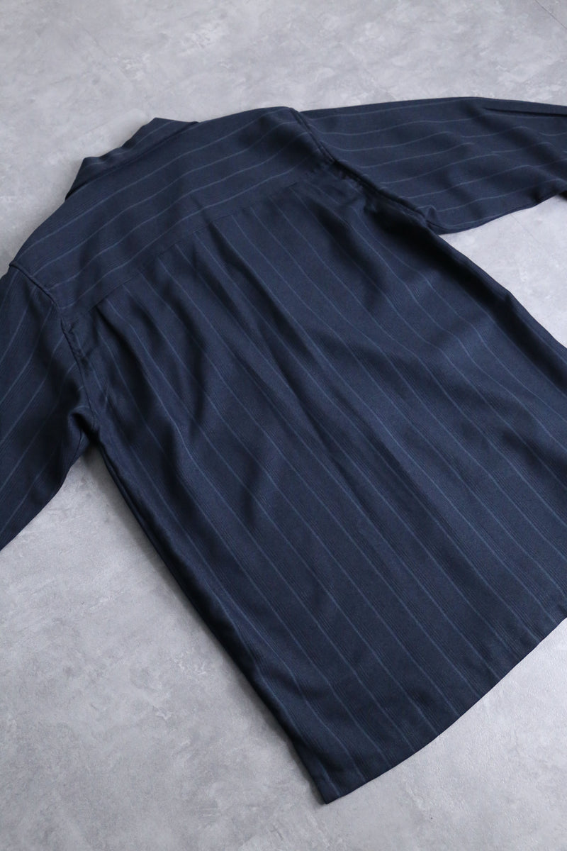 navy color loose stripe shirt set up