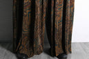 brown paisley pleats wide easy pants