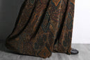 brown paisley pleats wide easy pants