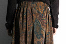 brown paisley pleats wide easy pants