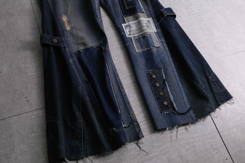 "Re:make" color patch design buggy flare denim