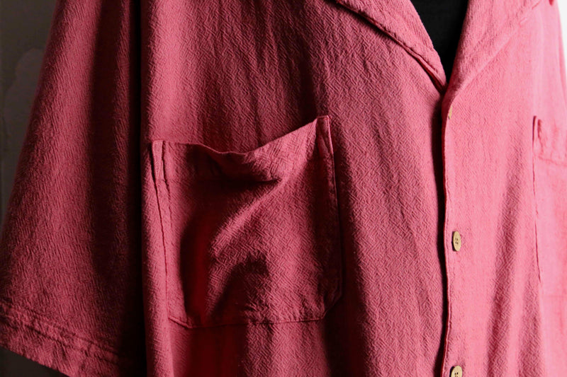 pink color over size open collar s/s shirt