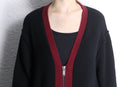 “KARL LAGERFELD” black burgundy zip-up oversized knit cardigan