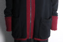 “KARL LAGERFELD” black burgundy zip-up oversized knit cardigan