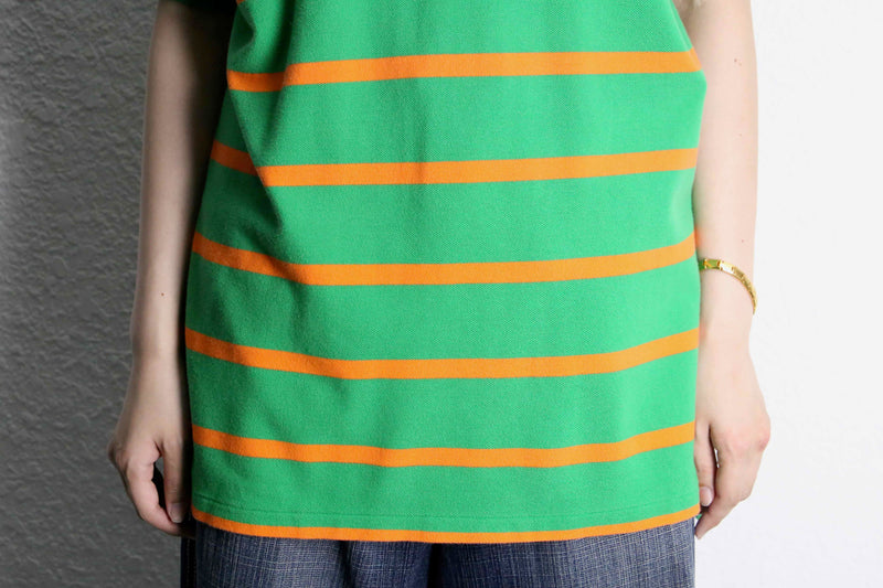 ”Polo by Ralph Lauren”  green orange horizontal stripe polo shirt