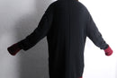 “KARL LAGERFELD” black burgundy zip-up oversized knit cardigan