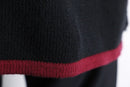 “KARL LAGERFELD” black burgundy zip-up oversized knit cardigan