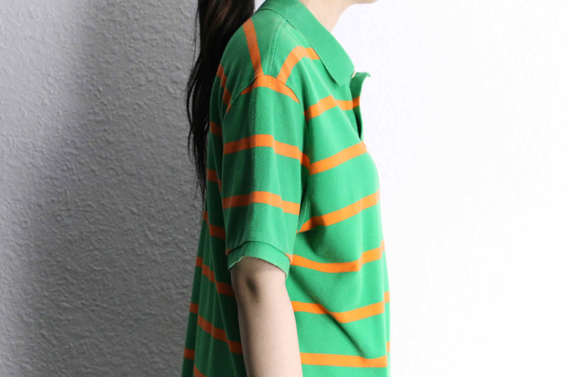”Polo by Ralph Lauren”  green orange horizontal stripe polo shirt