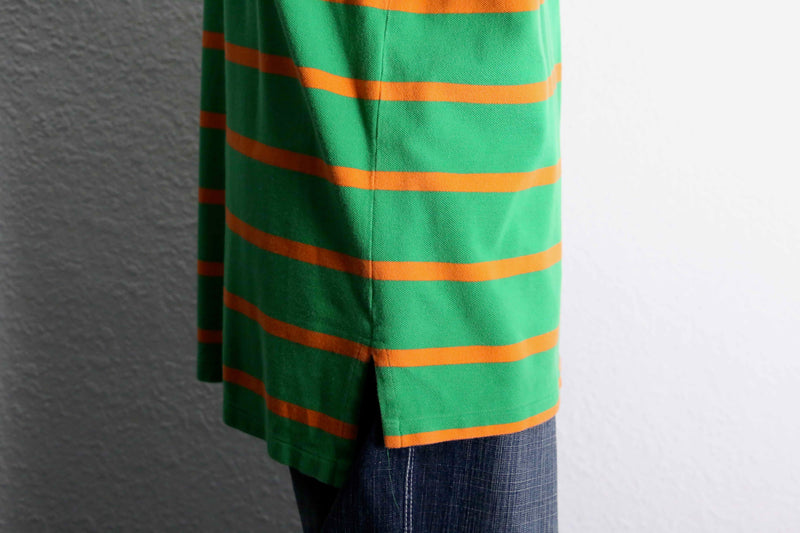 ”Polo by Ralph Lauren”  green orange horizontal stripe polo shirt