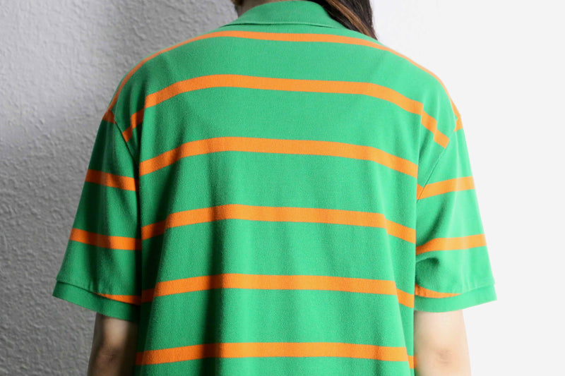 ”Polo by Ralph Lauren”  green orange horizontal stripe polo shirt