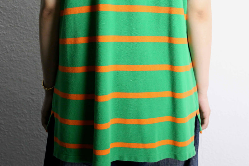 ”Polo by Ralph Lauren”  green orange horizontal stripe polo shirt