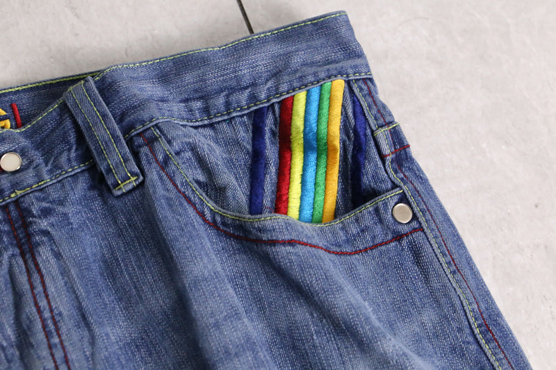 "COOGI" colorful sneaker design wide denim pants