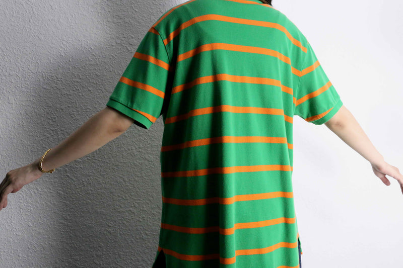 ”Polo by Ralph Lauren”  green orange horizontal stripe polo shirt