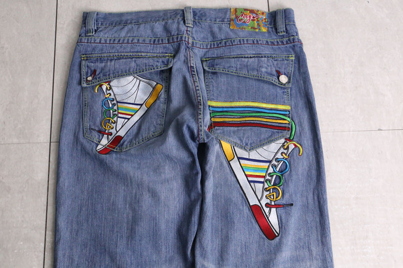 "COOGI" colorful sneaker design wide denim pants