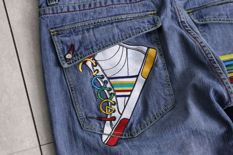 "COOGI" colorful sneaker design wide denim pants