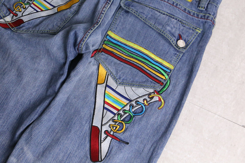 "COOGI" colorful sneaker design wide denim pants