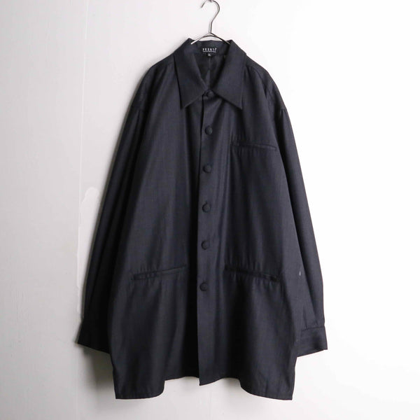 "PRONTI" dark gray color check design shirt jacket