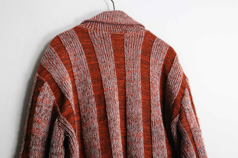 warm color stripe zip knit jacket