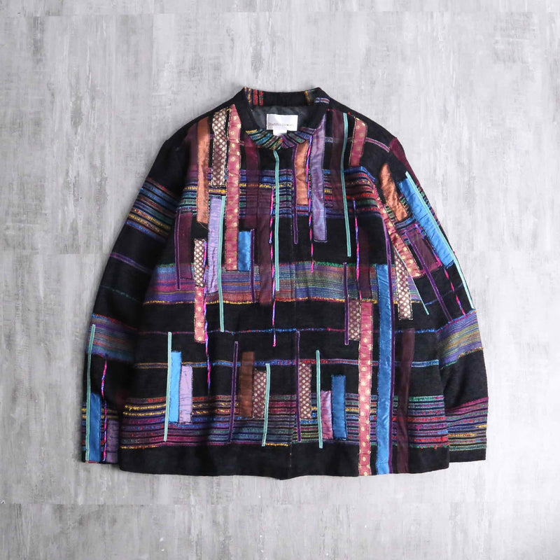 random patchwork mulch design shirt jacket