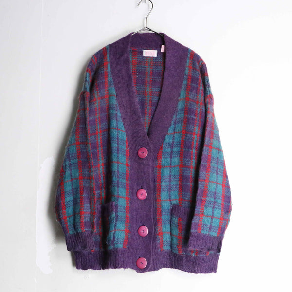 multi color check cardigan