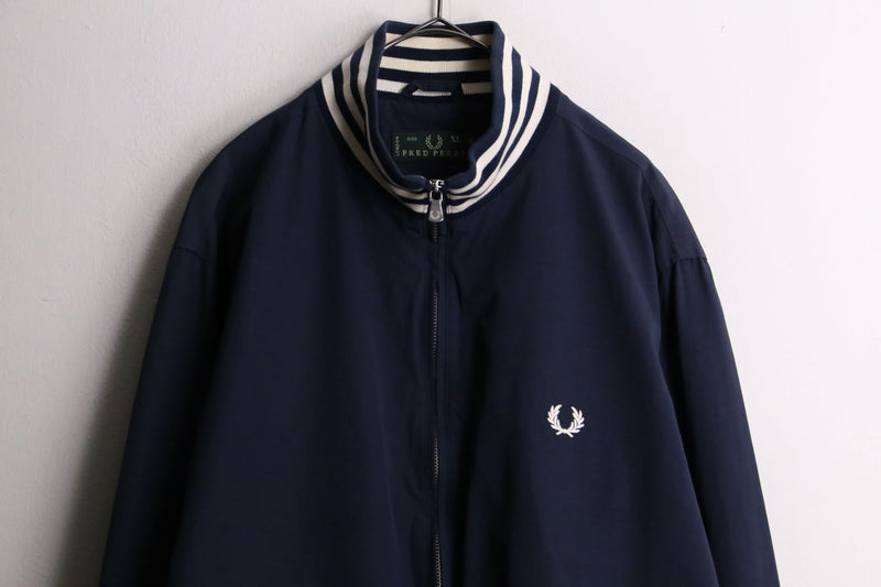 “FRED PERRY” navy nylon track jacket